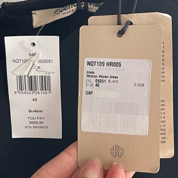 ROBERTO CAVALLI Black Longsleeve Gold Zip Slit TigerTooth Bodycon Dress Sz 46 10 - Picture 12 of 16